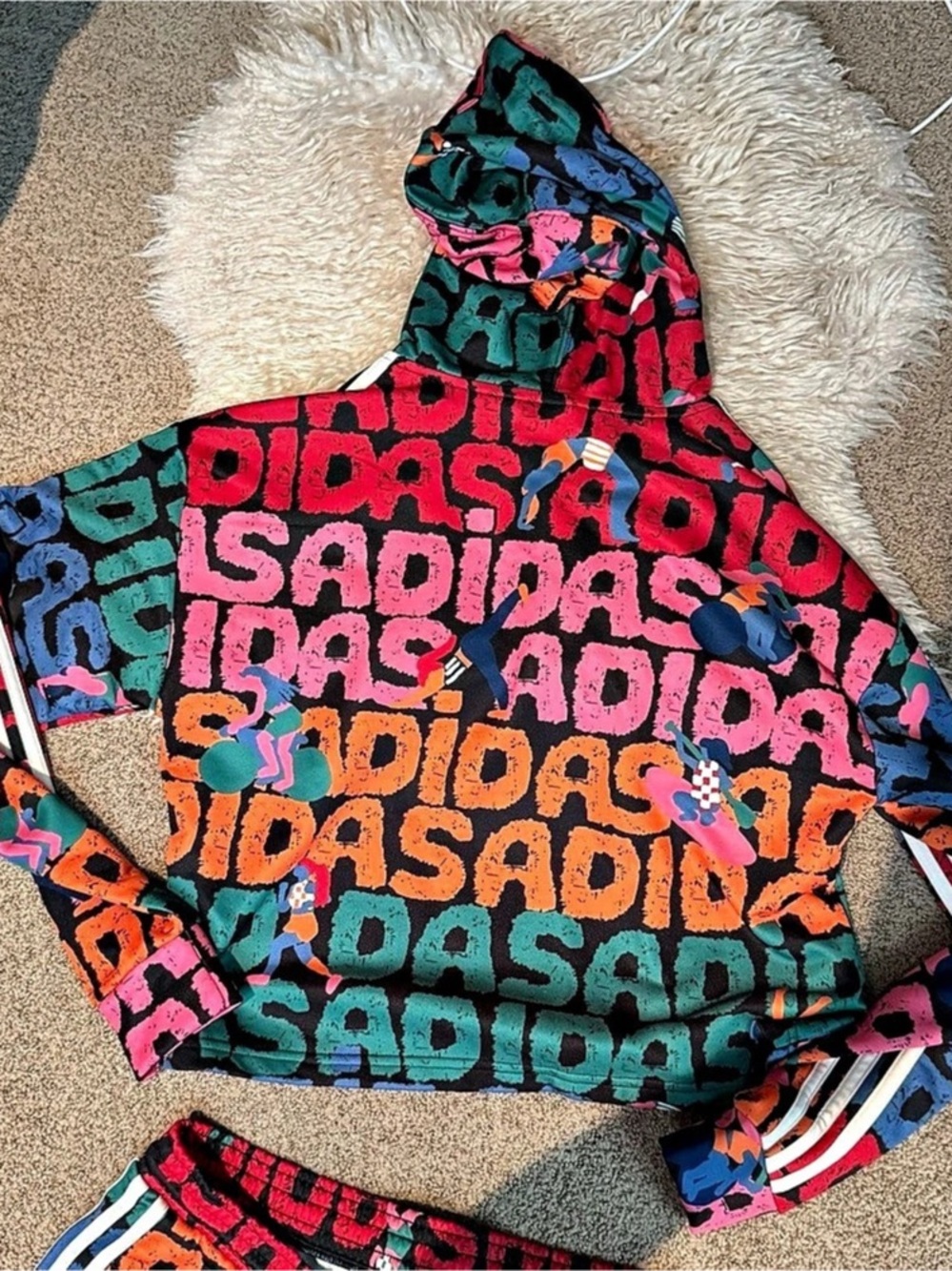 adidas x farm rio collab Multicolor Track suit Size Medium hoodie and pants